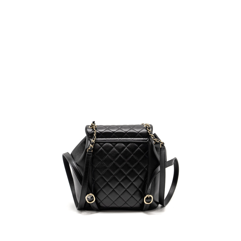 CHANEL 23C LARGE DUMA BACKPACK CALFSKIN BLACK LGHW (MICROCHIP)