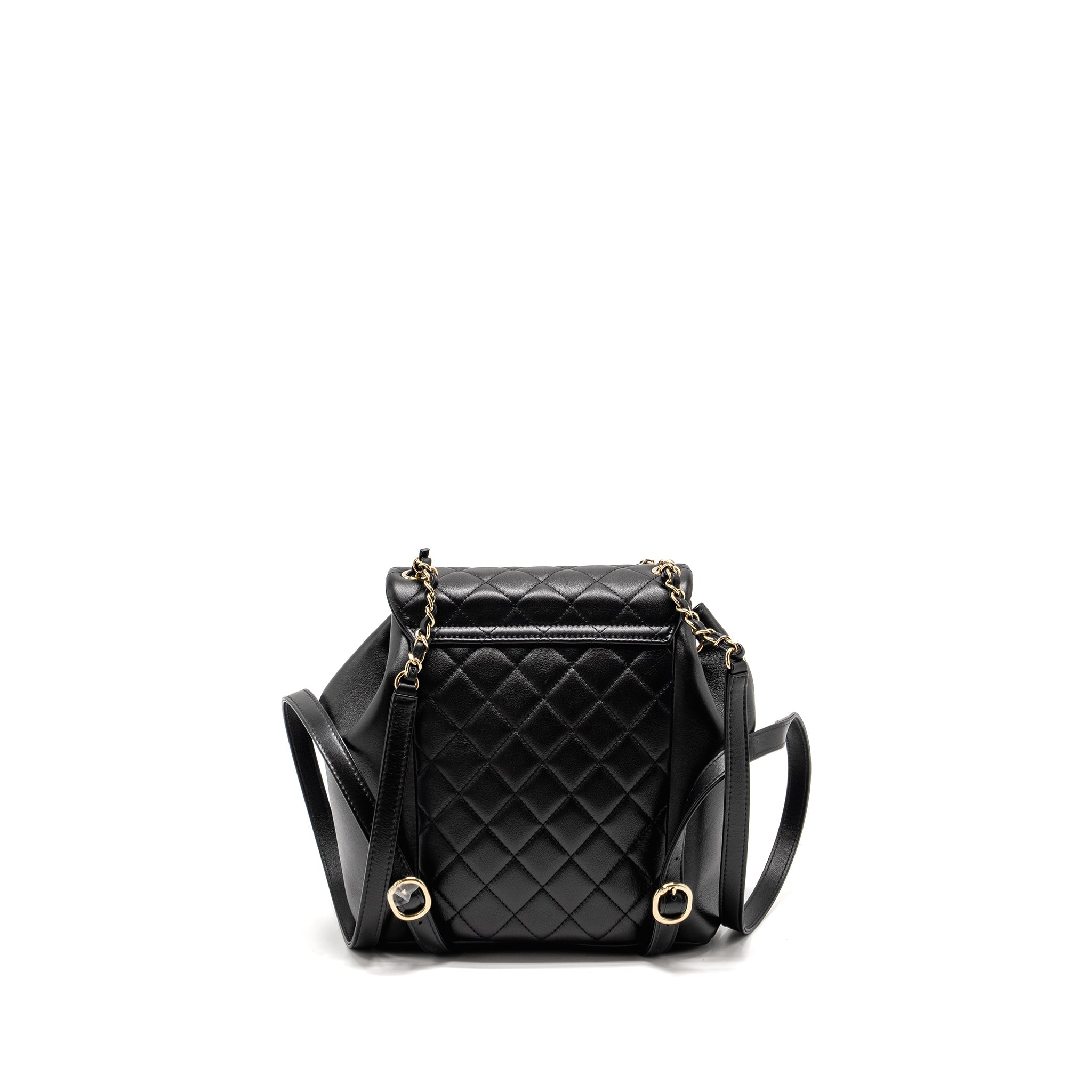 CHANEL 23C LARGE DUMA BACKPACK CALFSKIN BLACK LGHW (MICROCHIP)