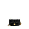 CHANEL PEARL CRUSH MINI RECTANGULAR FLAP BAG LAMBSKIN BLACK GHW (MICROCHIP)
