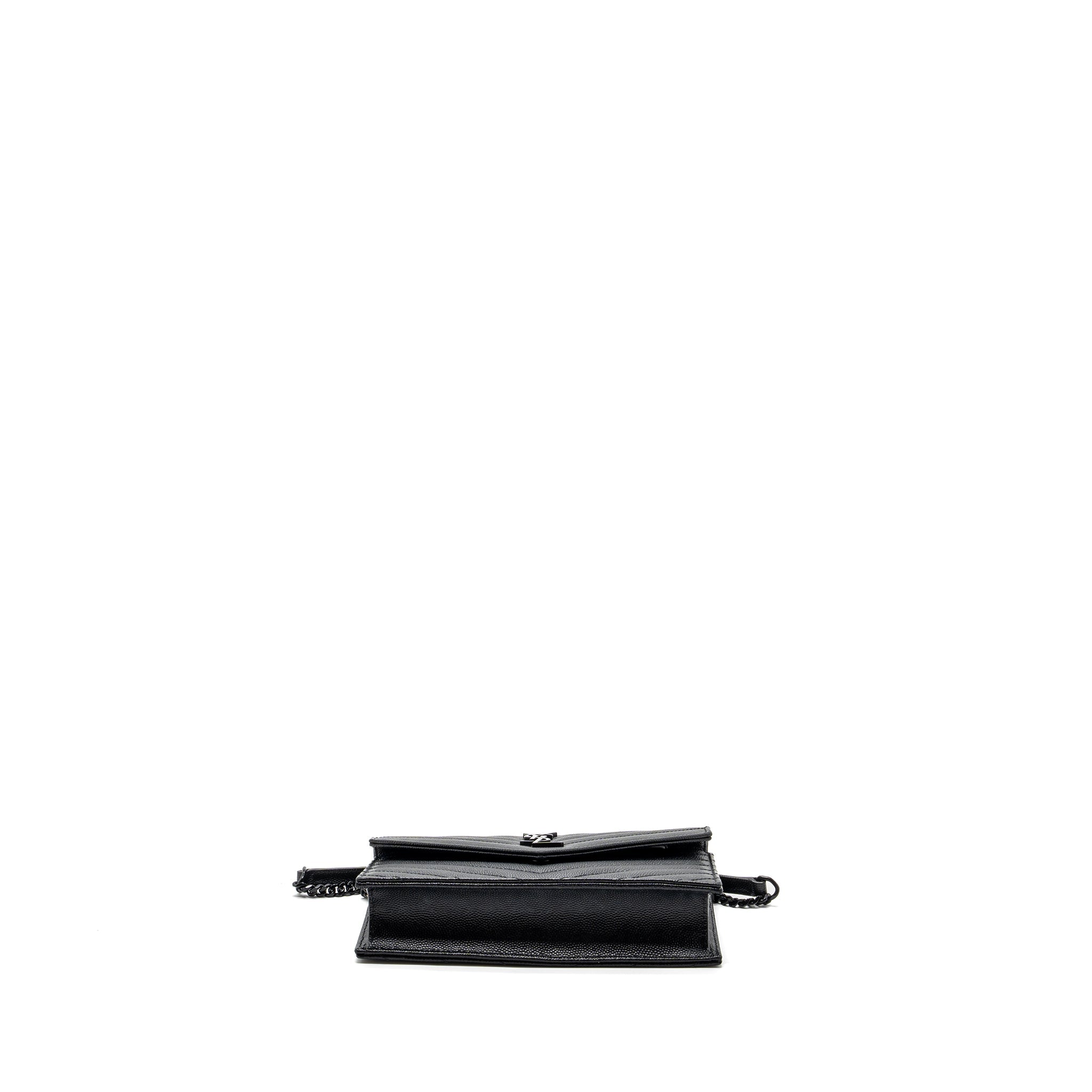 SAINT LAURENT/YSL ENVELOPE CHAIN WALLET CALFSKIN BLACK / BLACK HARDWARE