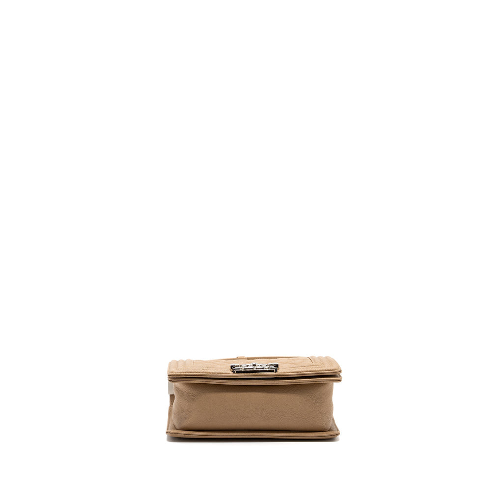 CHANEL SMALL BOY BAG CAVIAR LIGHT BEIGE SHW