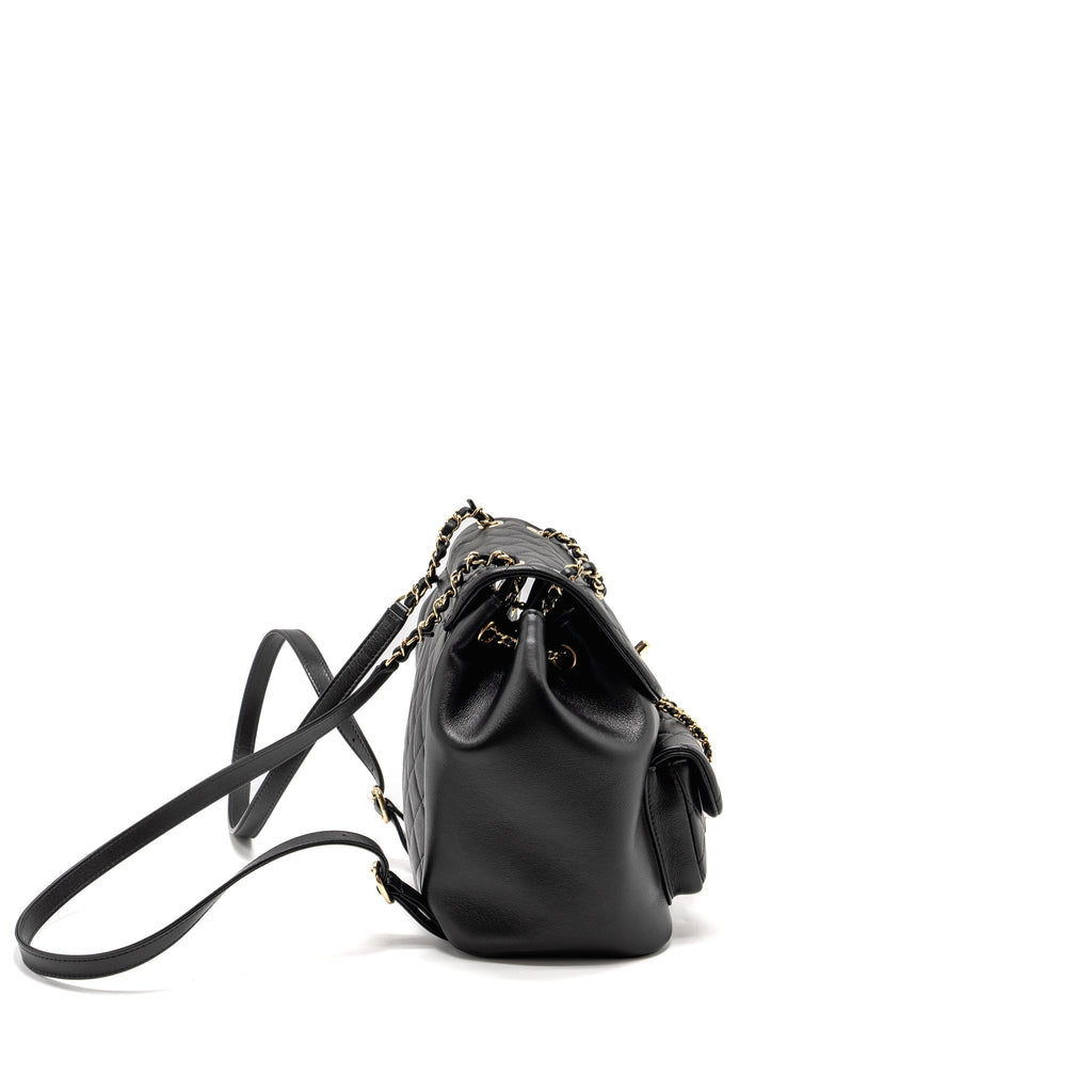 CHANEL 23C LARGE DUMA BACKPACK CALFSKIN BLACK LGHW (MICROCHIP)