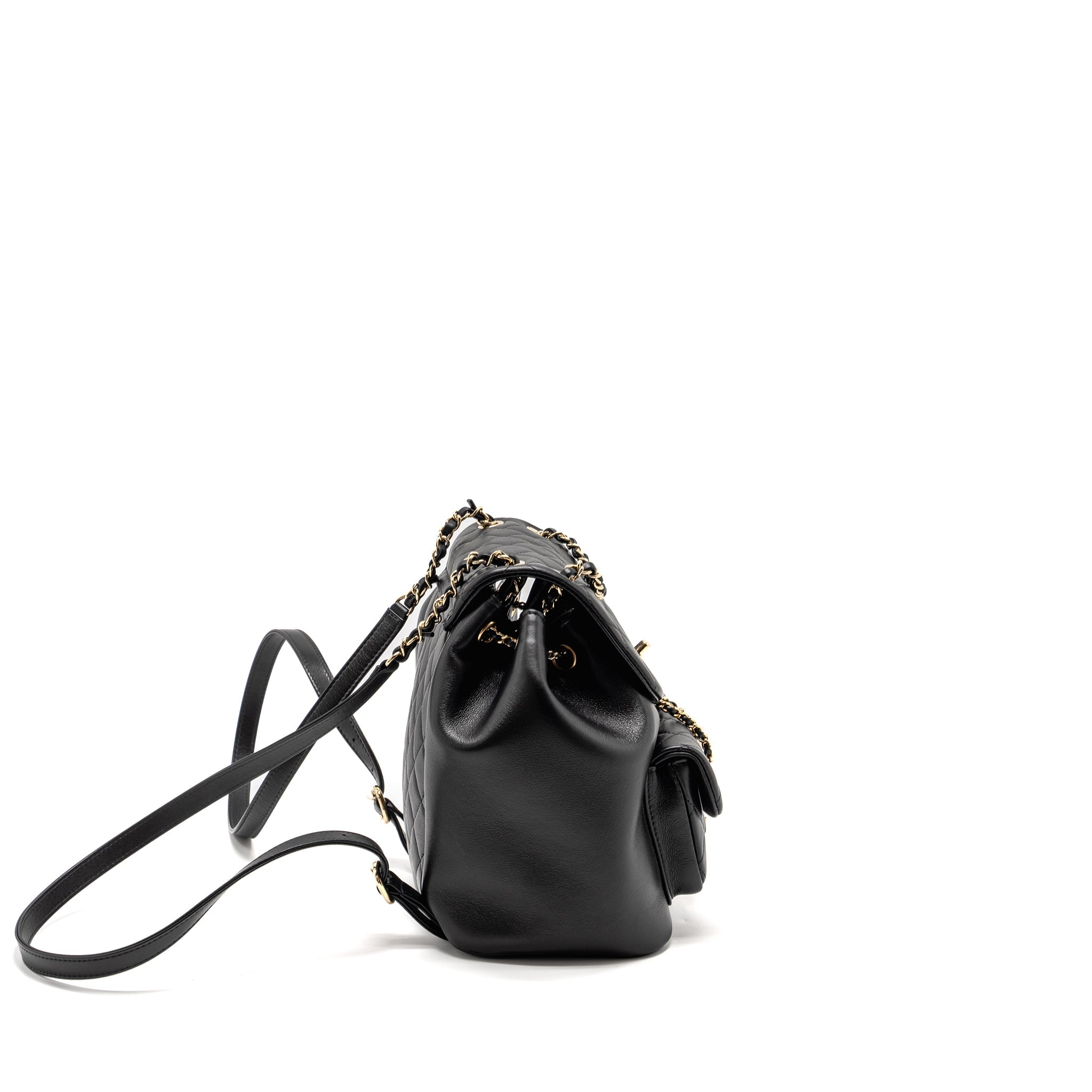 CHANEL 23C LARGE DUMA BACKPACK CALFSKIN BLACK LGHW (MICROCHIP)
