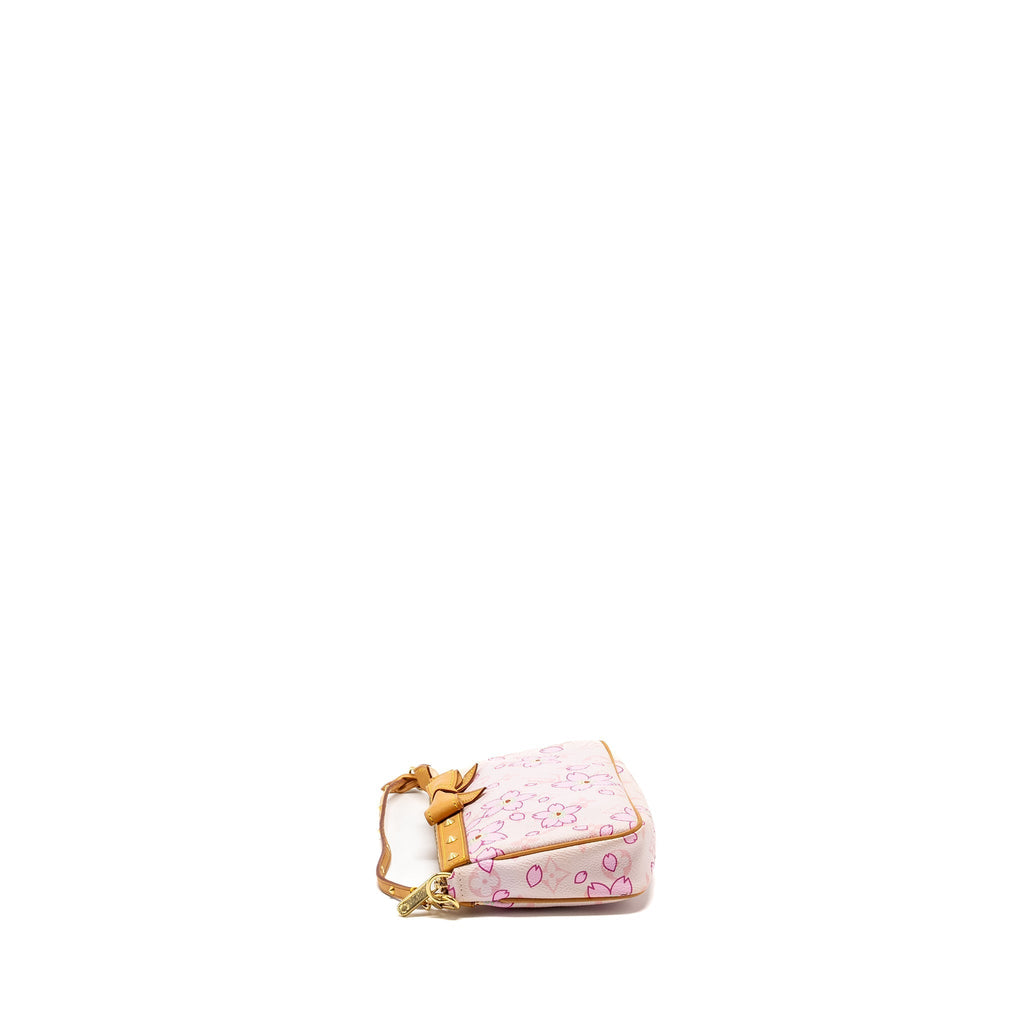 LOUIS VUITTON POCHETTE ACCESSORIES MURAKAMI CHERRY BLOSSOM PINK GHW