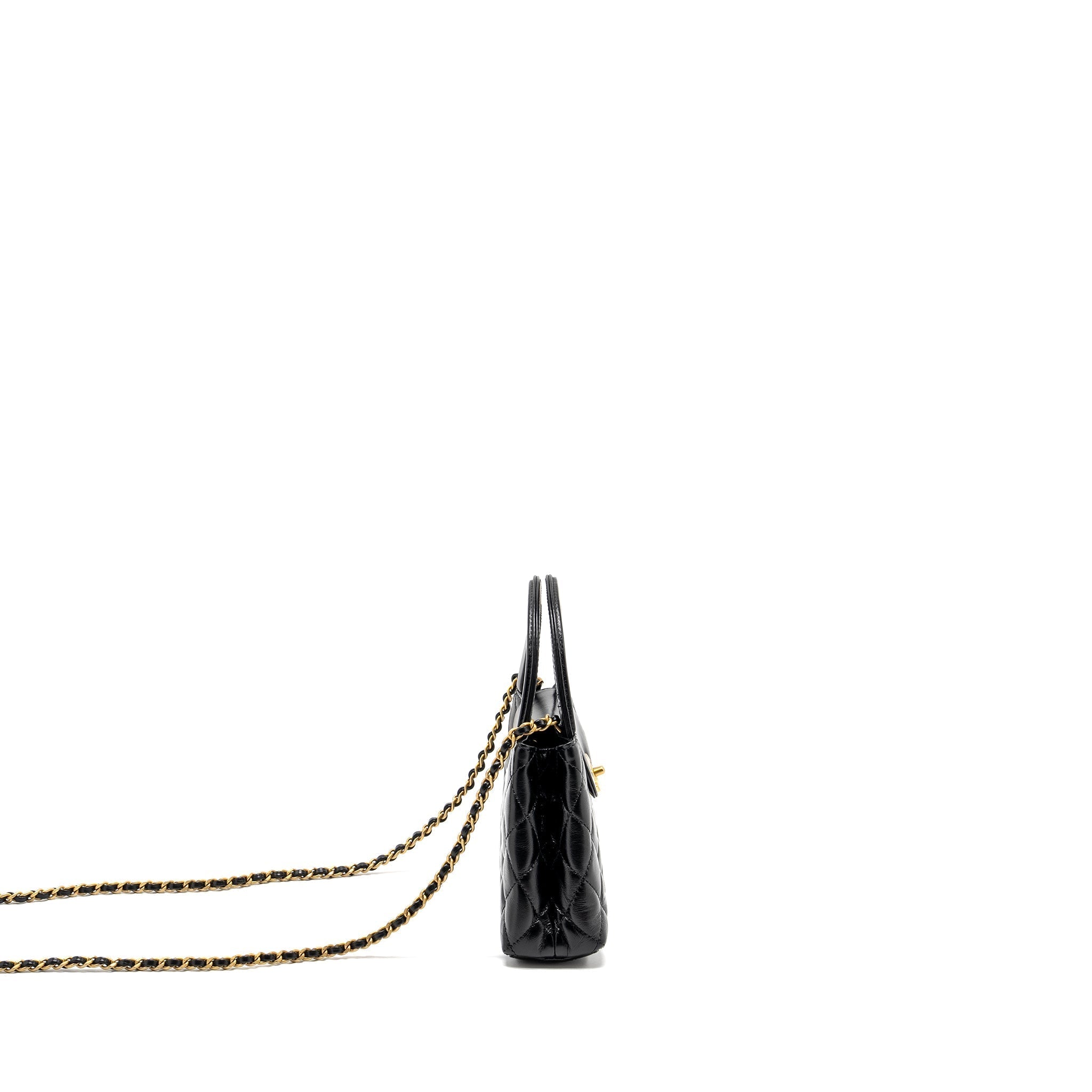 CHANEL MINI KELLY SHOPPING TOTE BAG CALFSKIN BLACK GHW (MICROCHIP)
