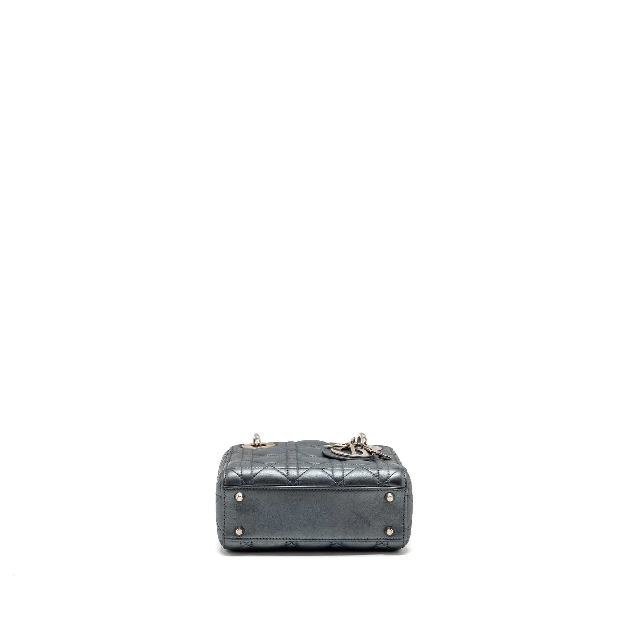DIOR MINI LADY DIOR LAMBSKIN IRIDESCENT GREY SHW