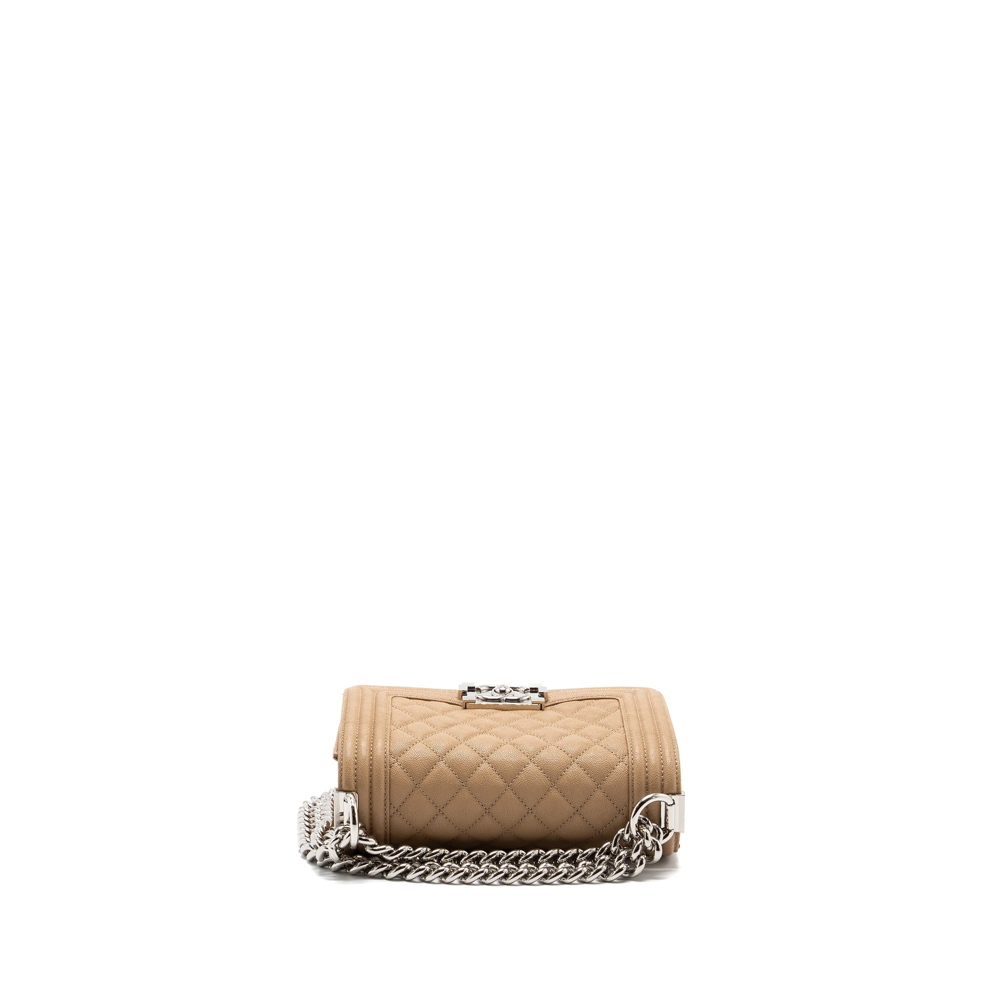 CHANEL SMALL BOY BAG CAVIAR LIGHT BEIGE SHW