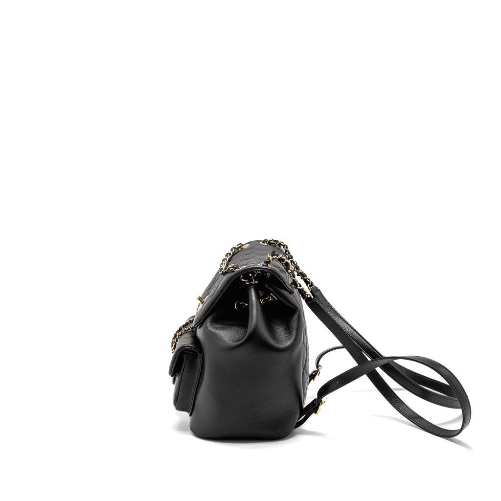 CHANEL 23C LARGE DUMA BACKPACK CALFSKIN BLACK LGHW (MICROCHIP)