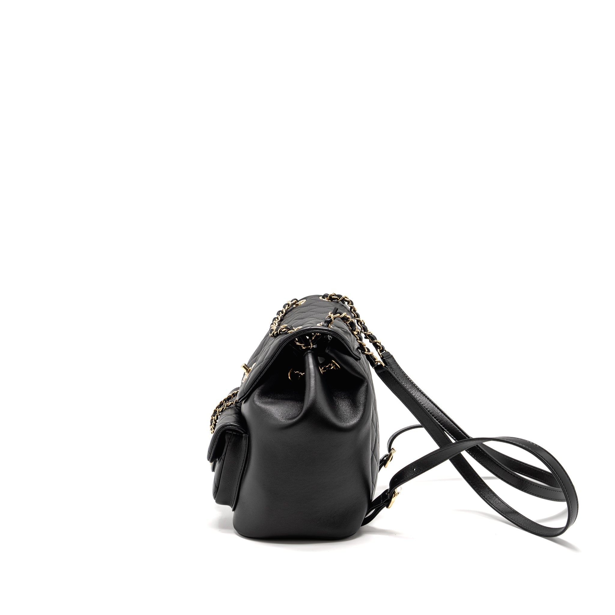 CHANEL 23C LARGE DUMA BACKPACK CALFSKIN BLACK LGHW (MICROCHIP)