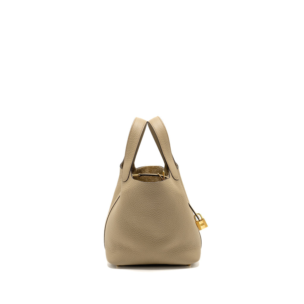 HERMES PICOTIN 18 LOCK BAG CLEMENCE BEIGE MARFA GHW
