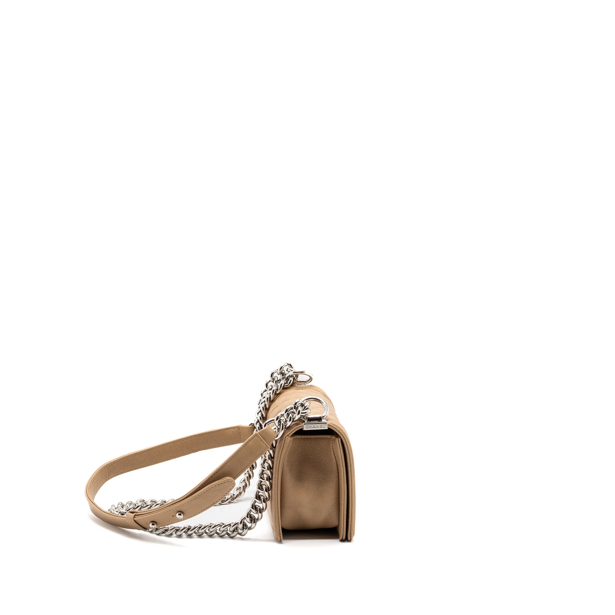CHANEL SMALL BOY BAG CAVIAR LIGHT BEIGE SHW