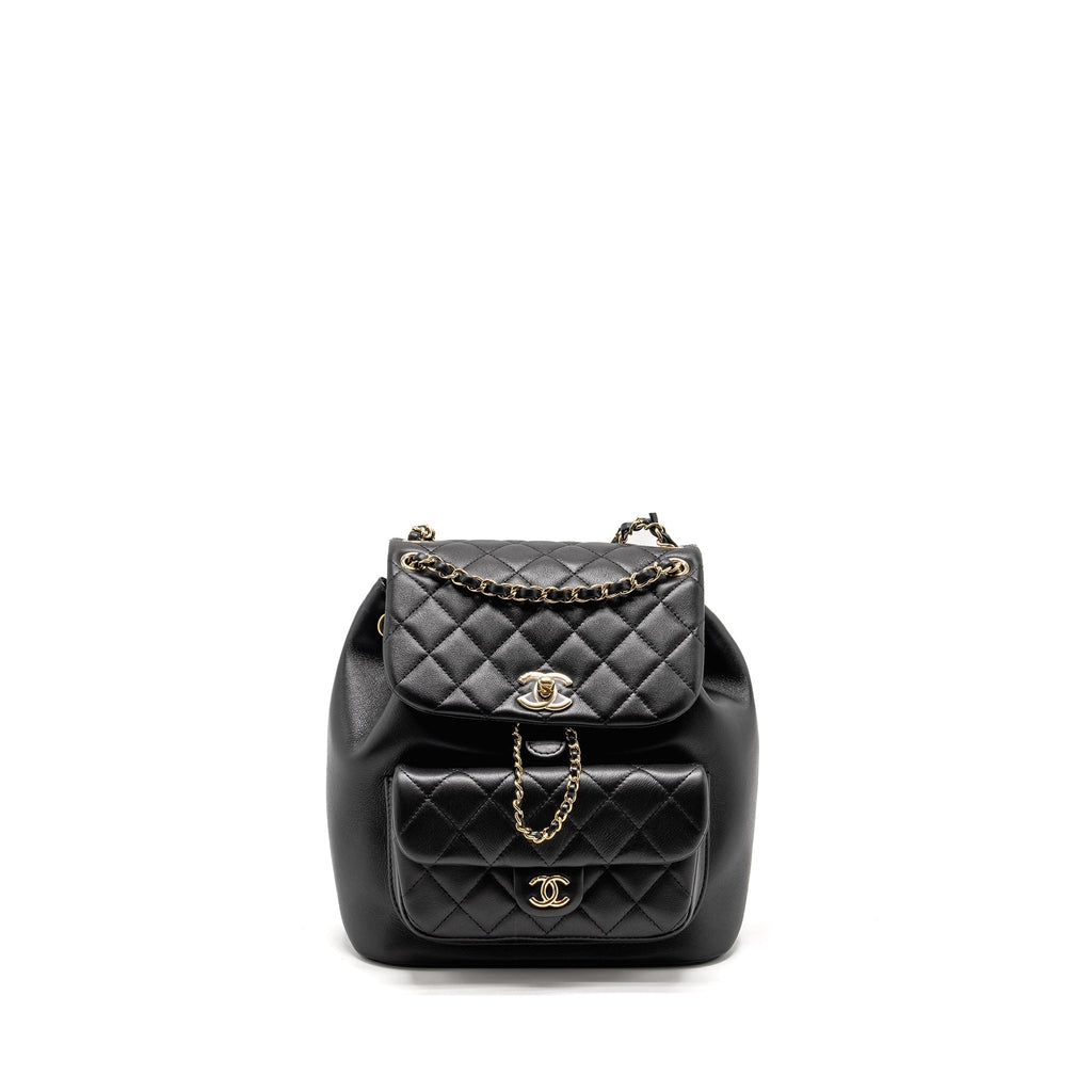 CHANEL 23C LARGE DUMA BACKPACK CALFSKIN BLACK LGHW (MICROCHIP)