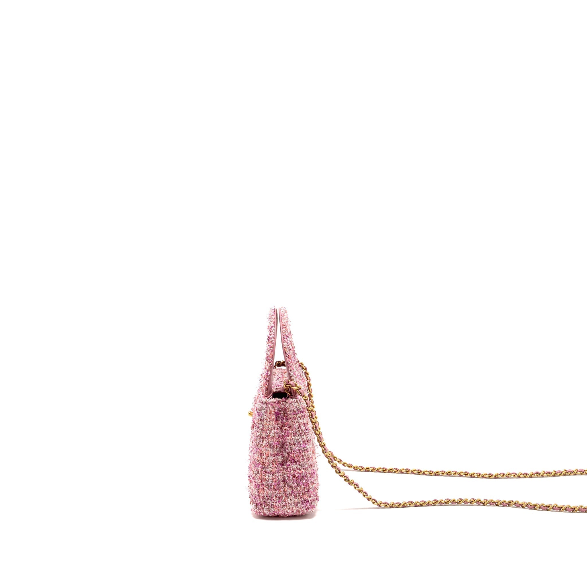 CHANEL 24P MINI KELLY/SHOPPING TOTE TWEED PINK/MULTICOLOUR GHW (MICROCHIP)