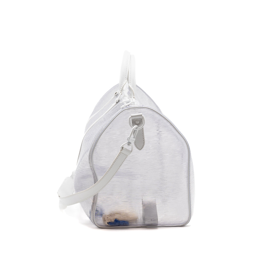 LOUIS VUITTON WAVY KEEPALL 50 EPI PLAGE WHITE