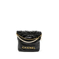 CHANEL 23S MINI 22 BAG WITH PEARL SHINY CALFSKIN BLACK BRUSHED GHW (MICROCHIP)