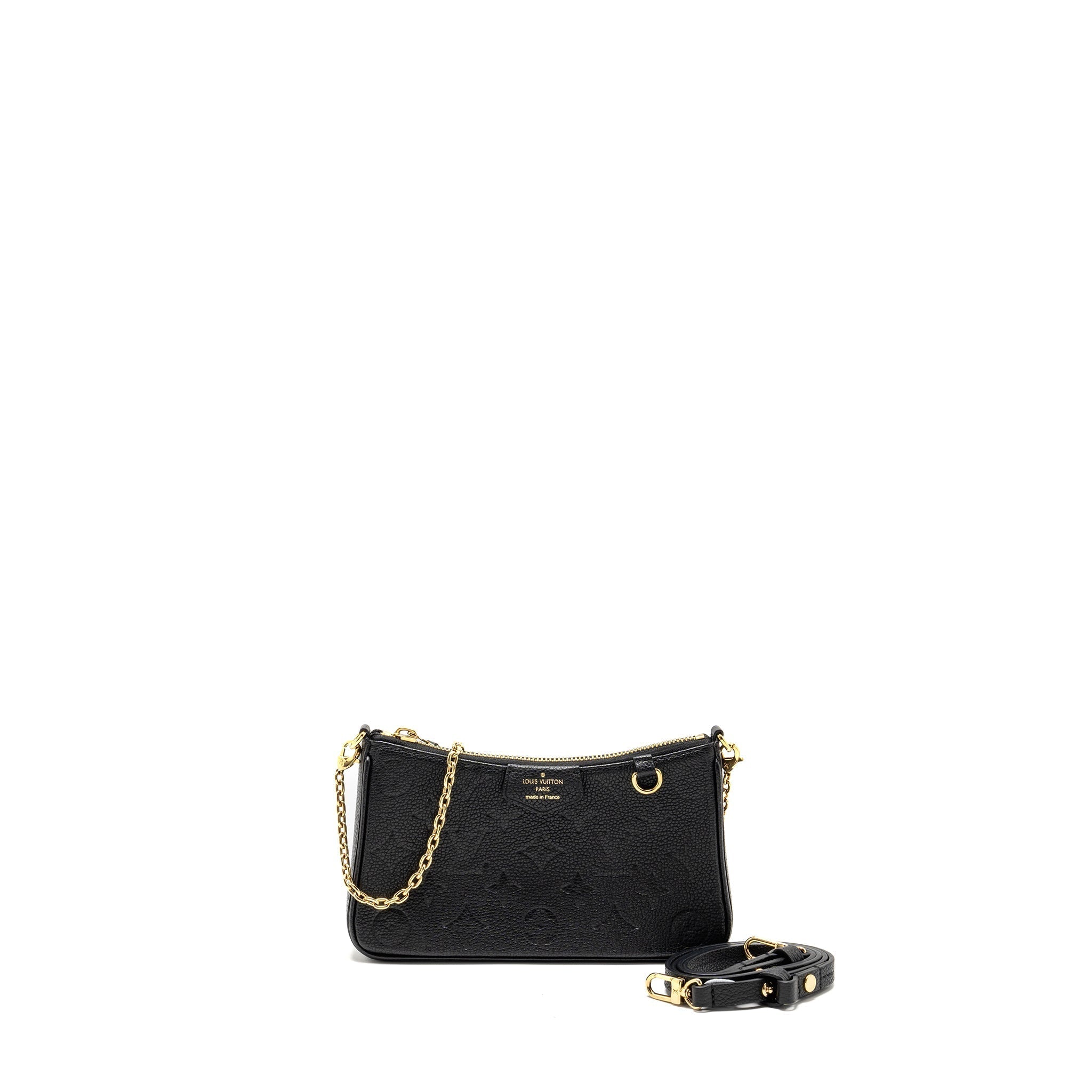 LOUIS VUITTON EASY POUCH ON STRAP EMPREINTE MONOGRAM BLACK GHW