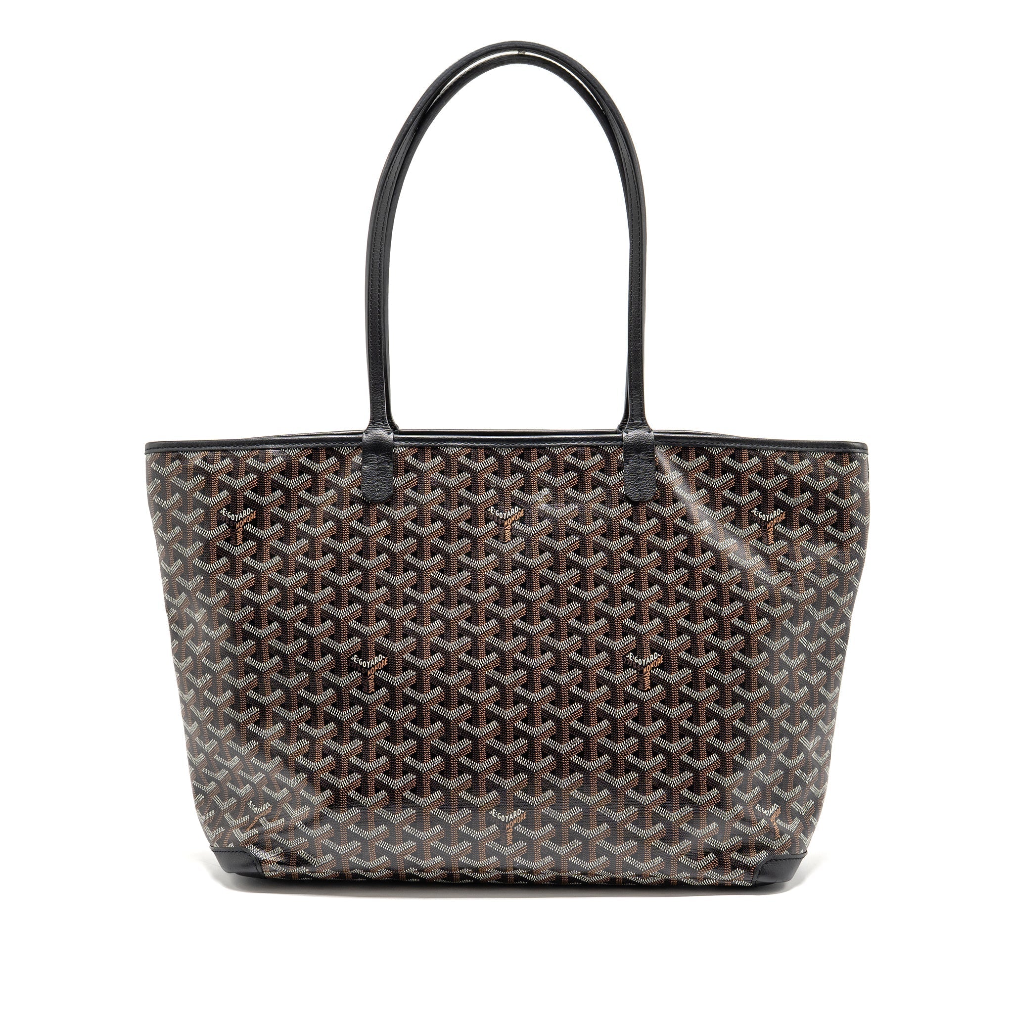 GOYARD ARTOIS MM TOTE BAG GOYARDINE CANVAS/CALFSKIN BLACK SHW
