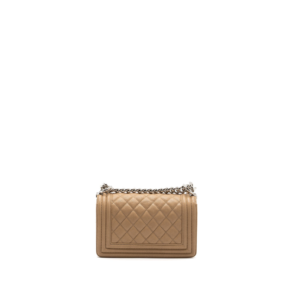 CHANEL SMALL BOY BAG CAVIAR LIGHT BEIGE SHW