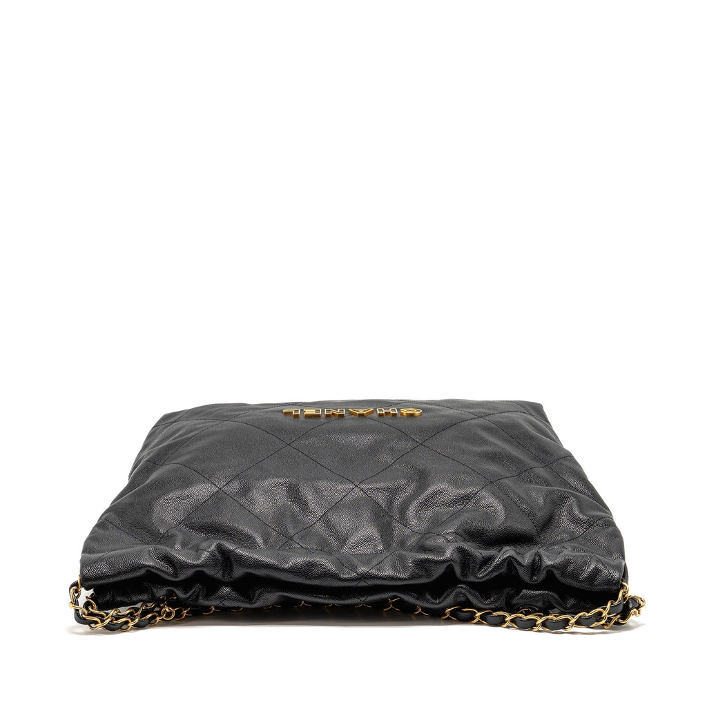 CHANEL MEDIUM 22 BAG CAVIAR BLACK GHW (MICROCHIP)