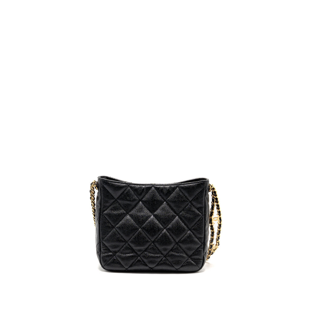 CHANEL QUILTED HOBO CAVIAR BLACK GHW (MICROCHIP)