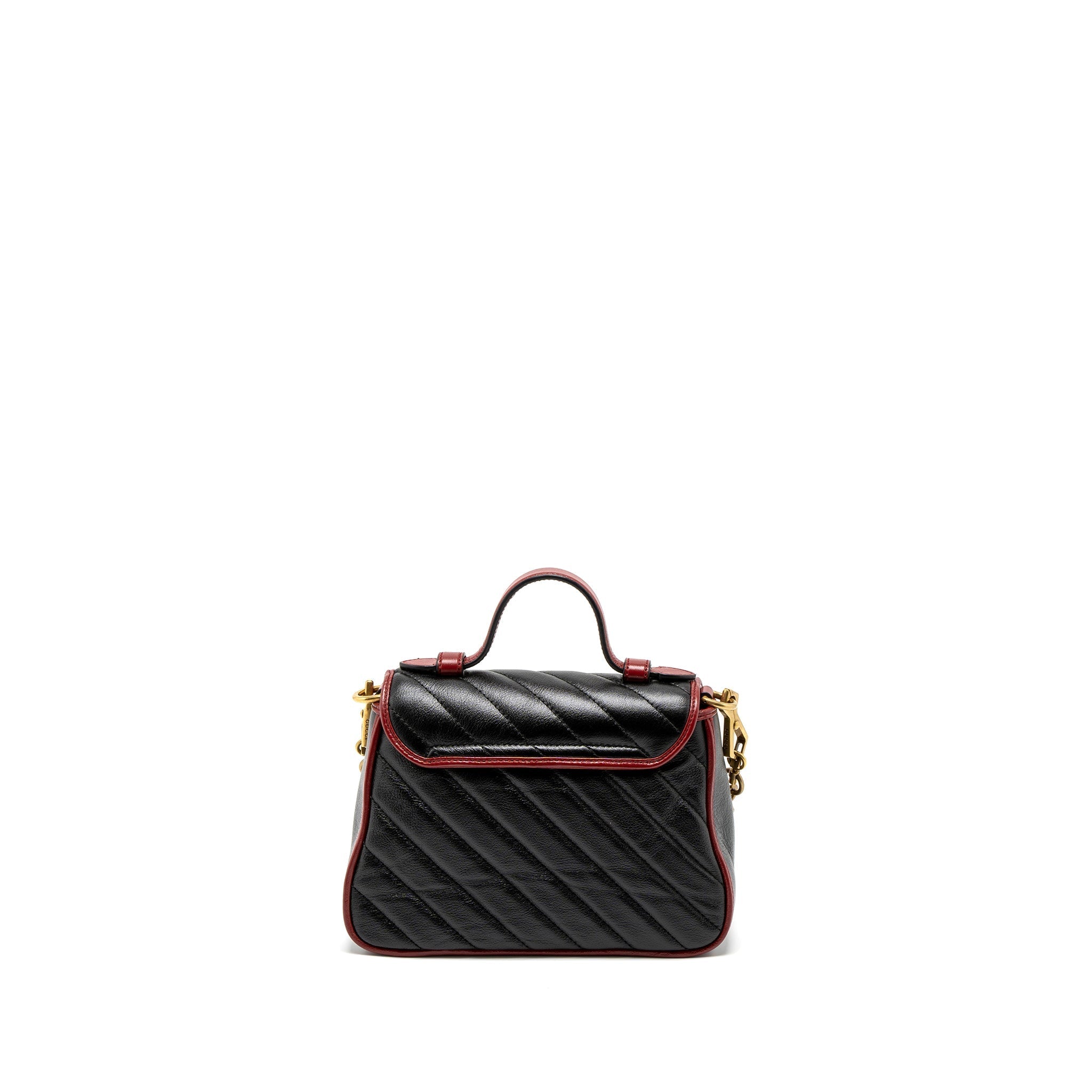 GUCCI GG MARMONT MINI TOP HANDLE BAG CALFSKIN BLACK/RED GHW