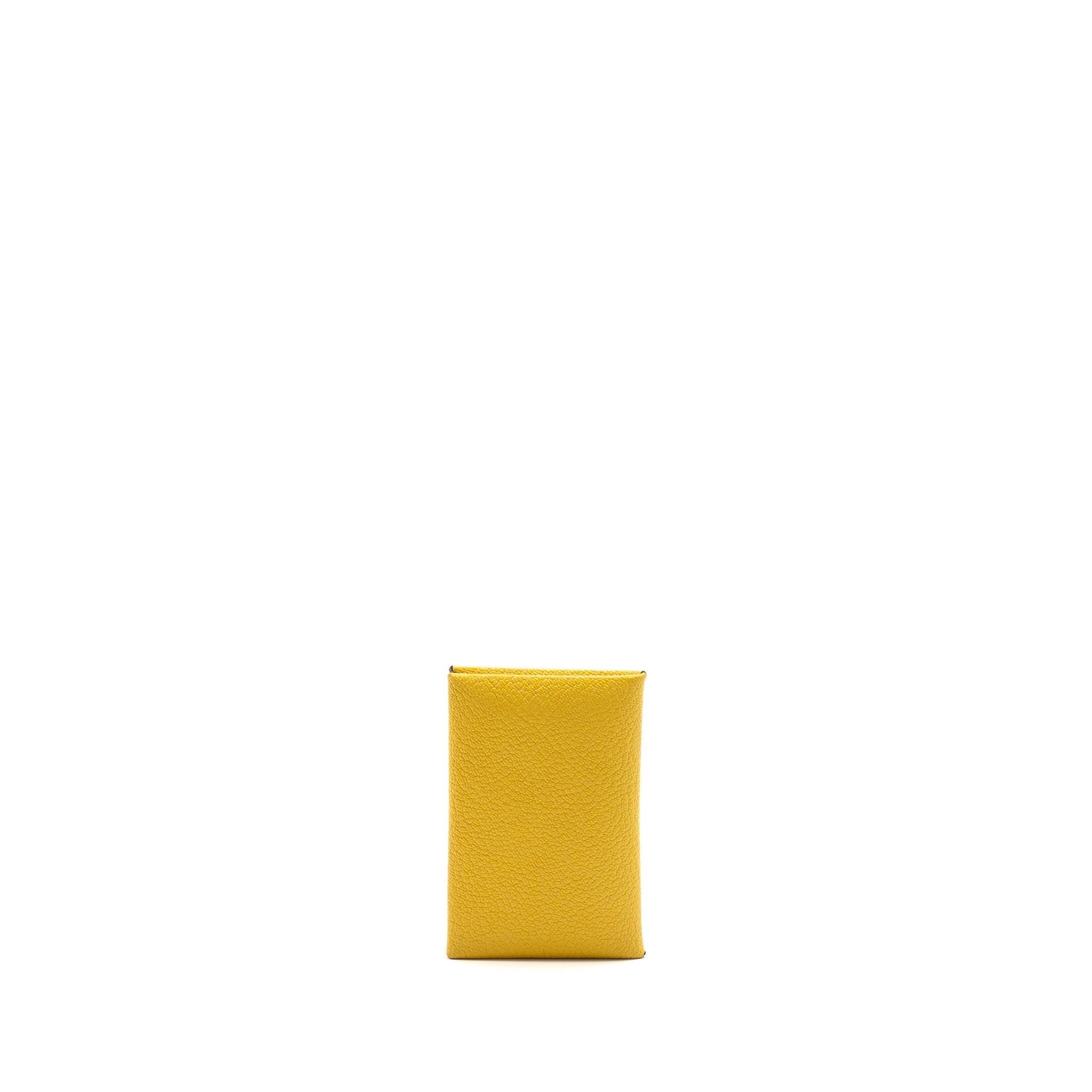 HERMES CALVI CARD HOLDER CHEVRE MYSORE LEATHER SUN / BLUR FRIDAY SHW