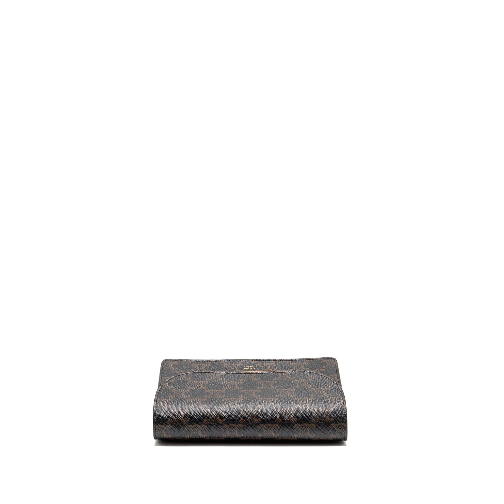 CELINE WALLET ON STRAP TRIOMPHE CANVAS / SMOOTH LAMBSKIN TAN GHW