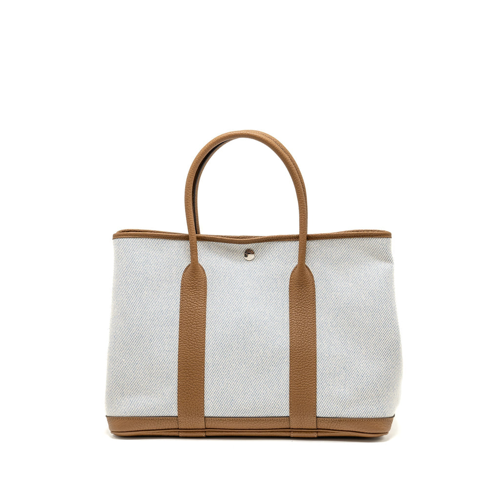 HERMES GARDEN PARTY 36 NEGONDA/CANVAS ECRU/ALEZAN/BLUE BILL SHW