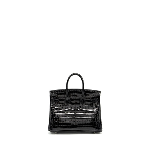 HERMES BIRKIN 25 SHINY CROCODILE NILOTICUS BLACK SHW