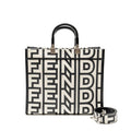 FENDI MEDIUM SUNSHINE ROMA SHOPPING BAG CALFSKIN BLACK/WHITE SHW