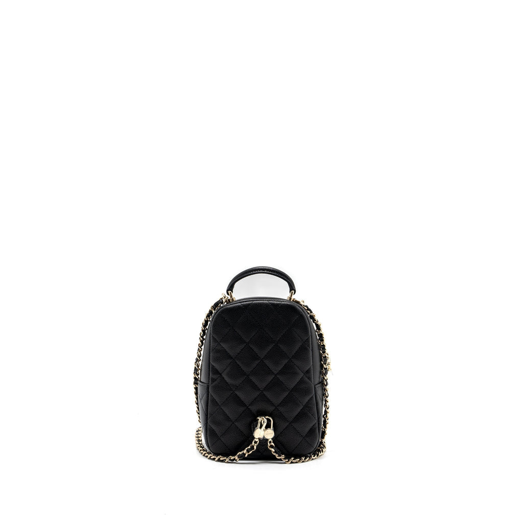 CHANEL 24C MINI BACKPACK / CROSSBODY BAG CAVIAR BLACK LGHW (MICROCHIP)