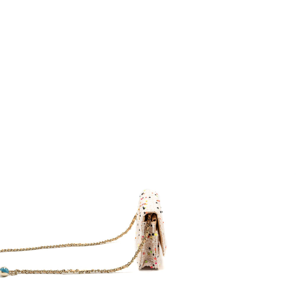CHANEL 19S WALLET ON CHAIN/O MINI BAG TWEED MULTICOLOUR LGHW