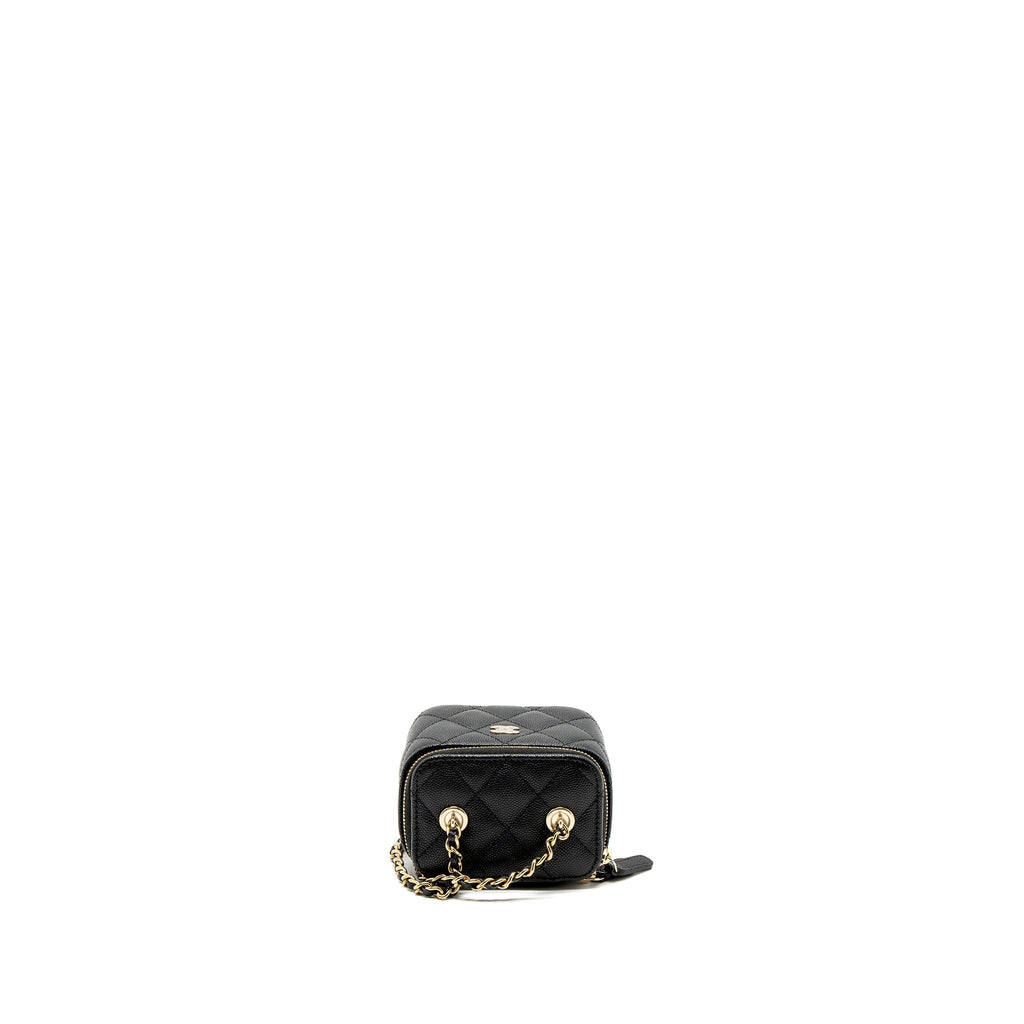 CHANEL MINI VANITY WITH CHAIN CAVIAR BLACK LGHW (MICROCHIP)