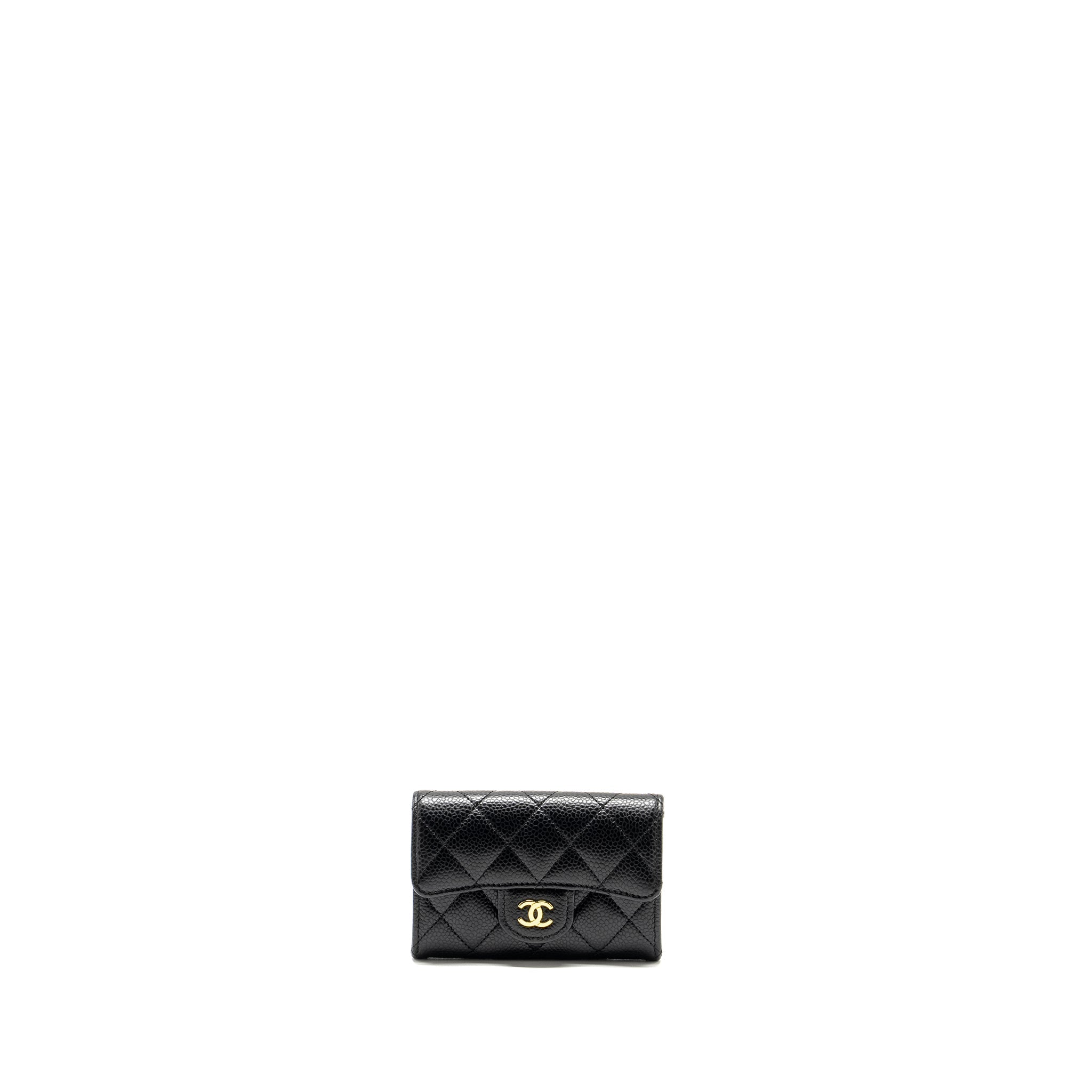 CHANEL CLASSIC FLAP CARD HOLDER CAVIAR BLACK GHW (MICROCHIP)