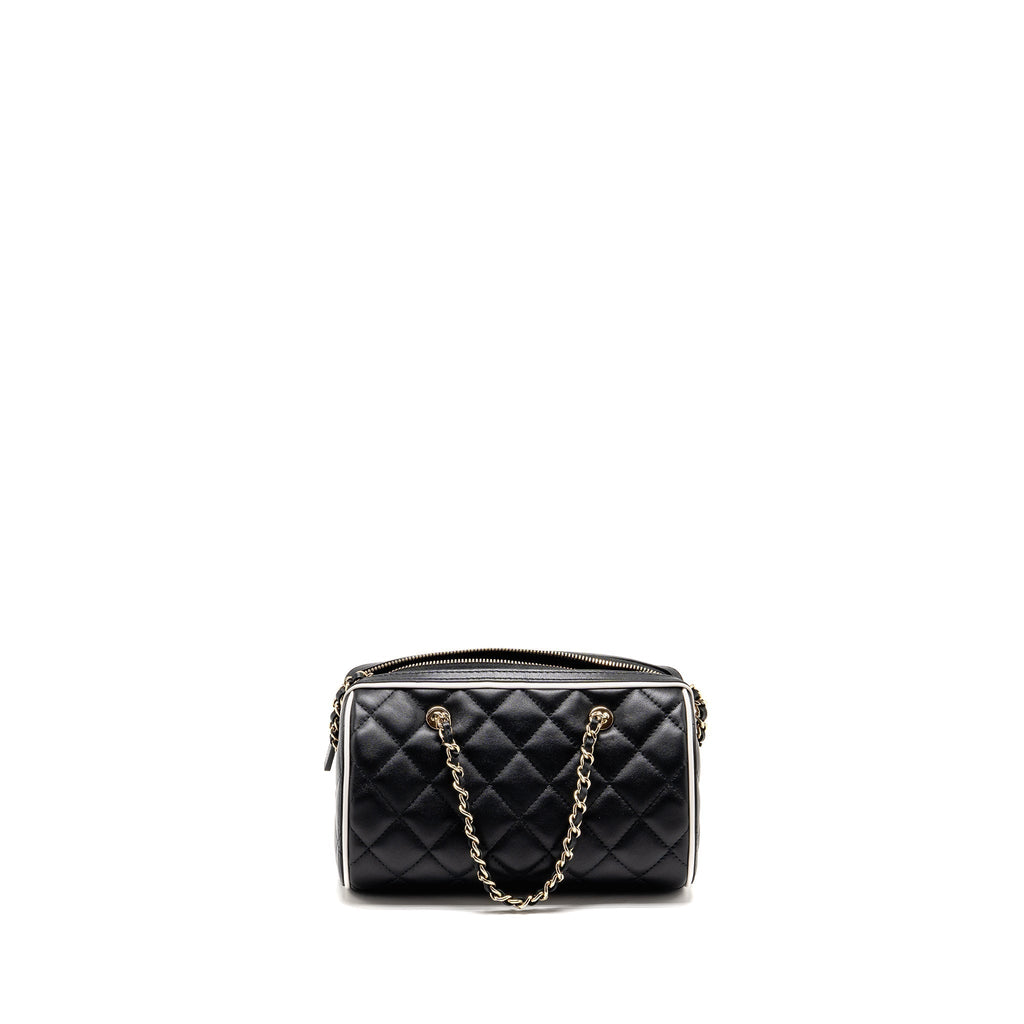 CHANEL 25P QUILTED BOWLING BAG LAMBSKIN BLACK LGHW (MICROCHIP)