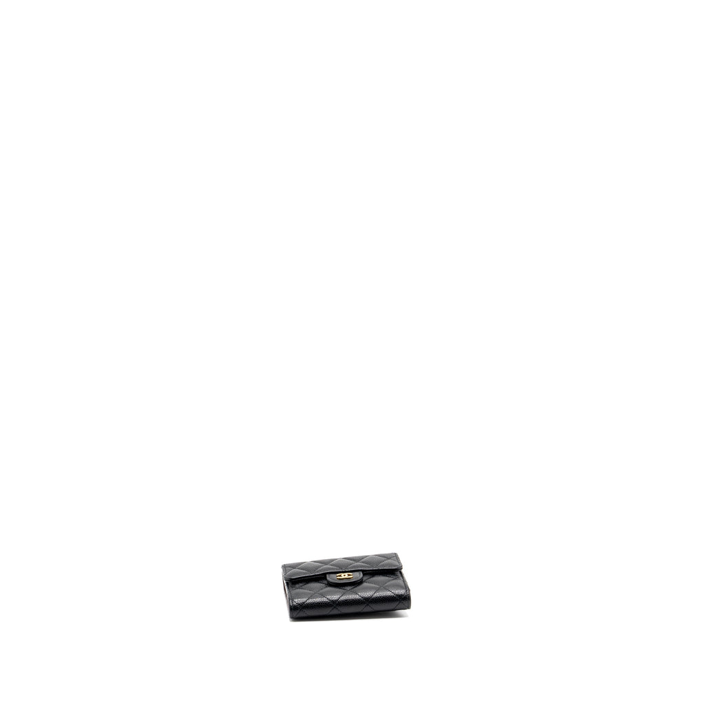 CHANEL CLASSIC COMPACT WALLET CAVIAR BLACK GHW