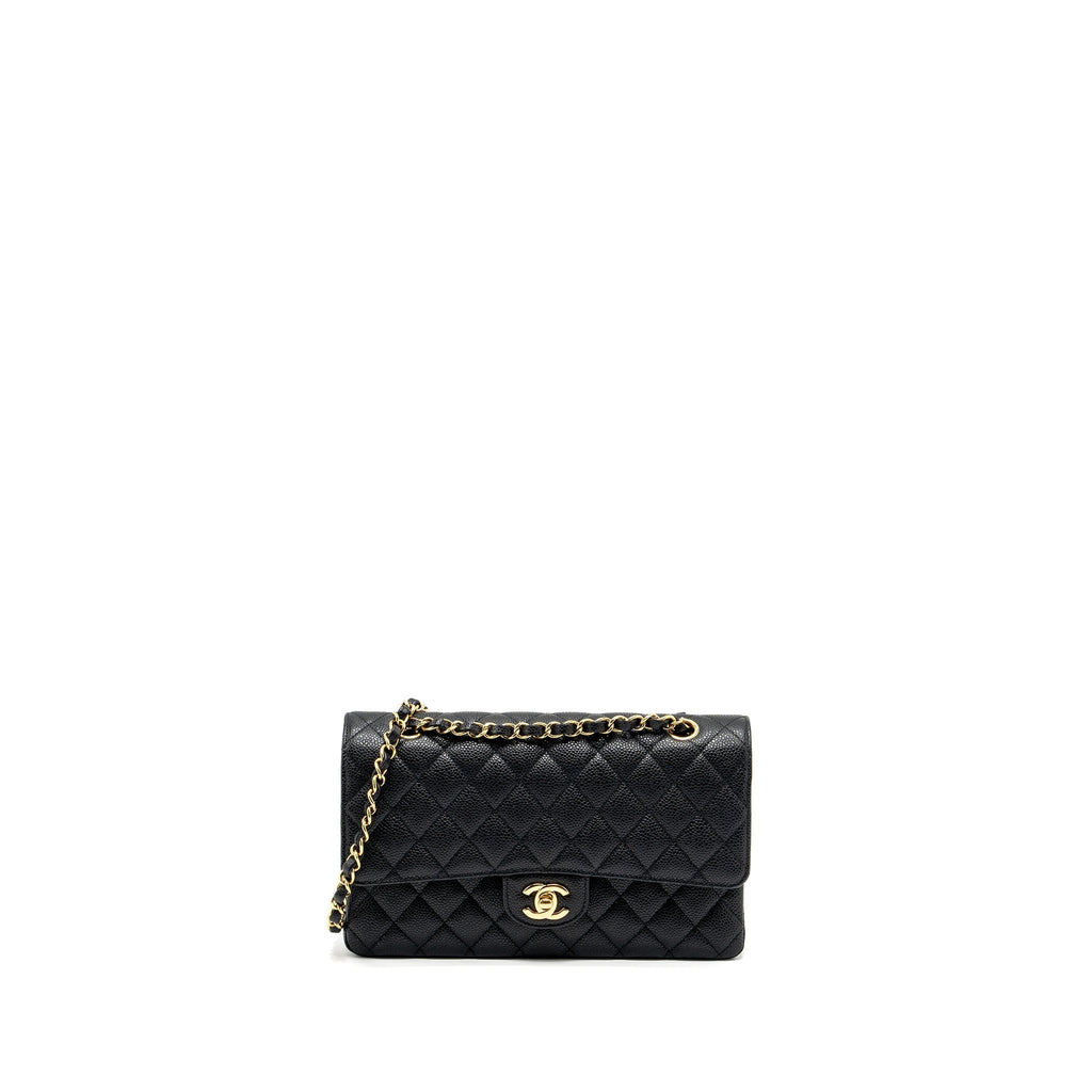 CHANEL MEDIUM CLASSIC DOUBLE FLAP BAG CAVIAR BLACK GHW (MICROCHIP)