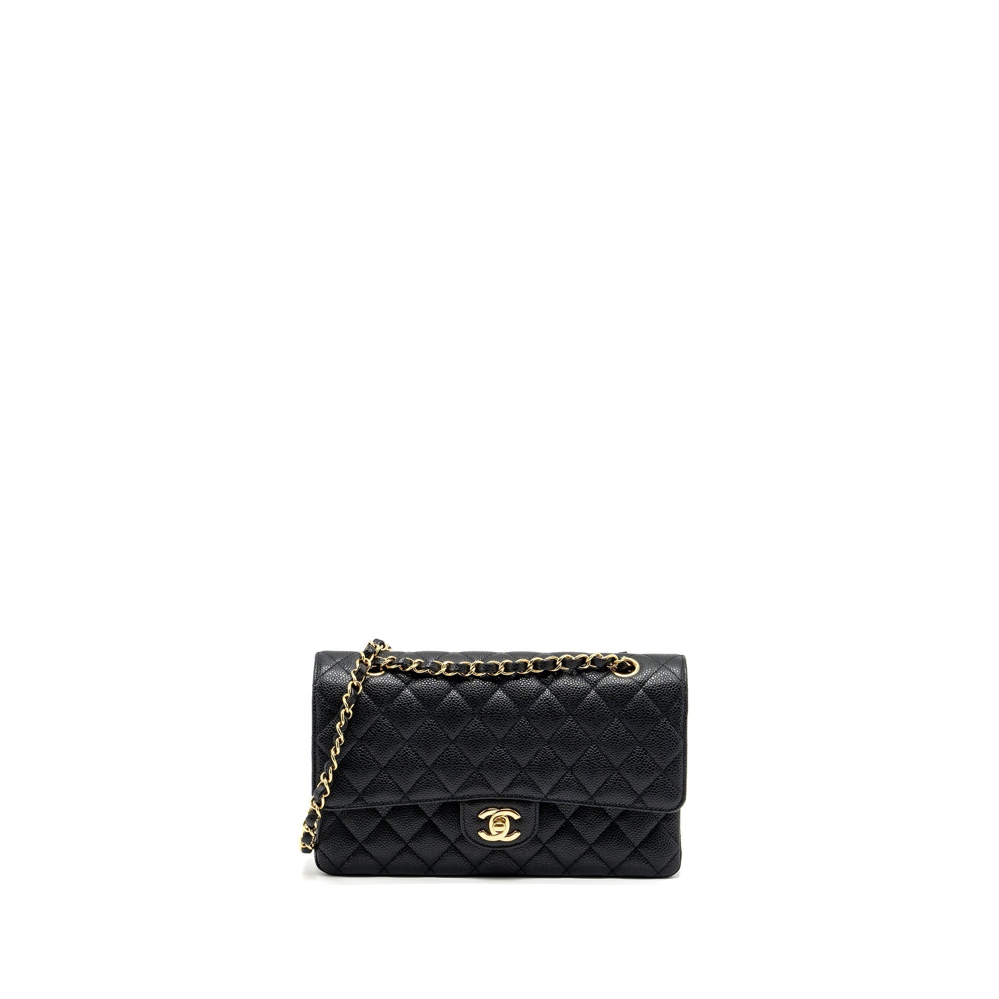 CHANEL MEDIUM CLASSIC DOUBLE FLAP BAG CAVIAR BLACK GHW (MICROCHIP)