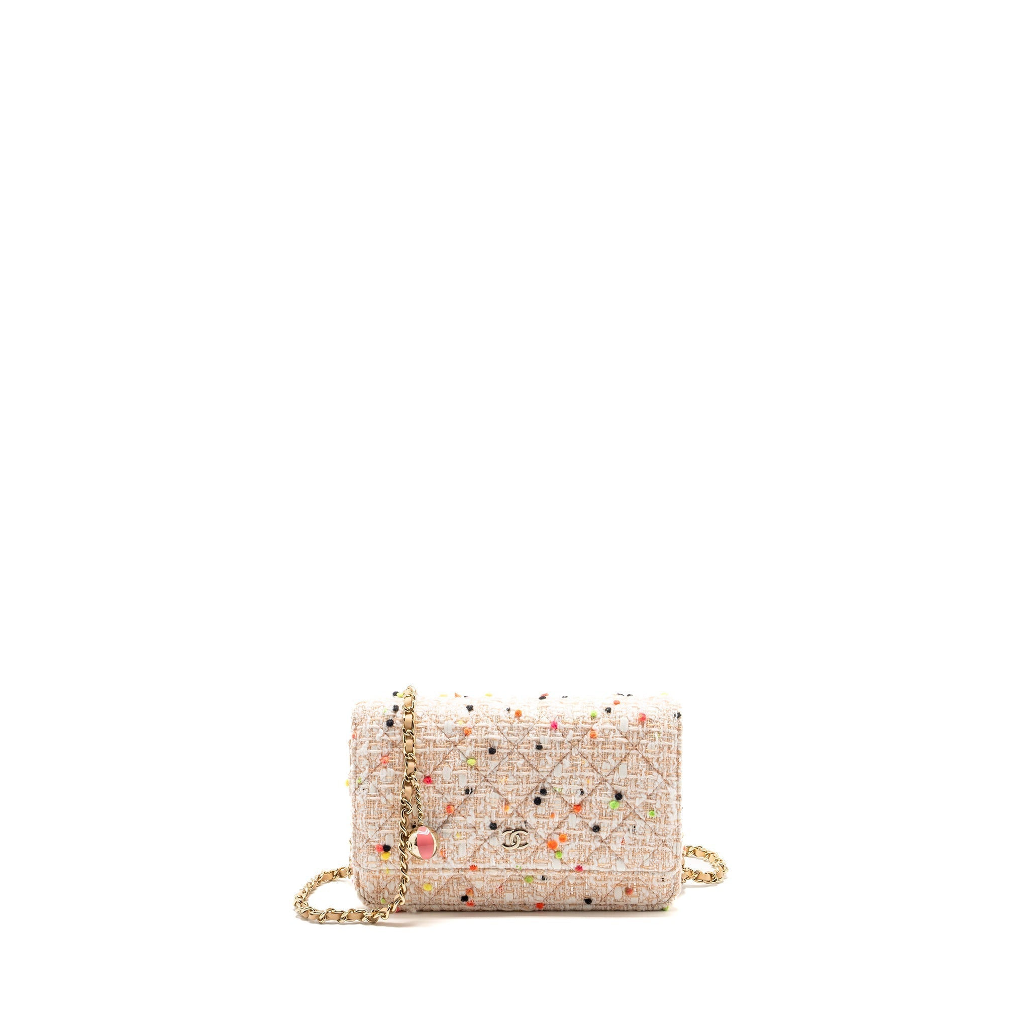 CHANEL 19S WALLET ON CHAIN/O MINI BAG TWEED MULTICOLOUR LGHW