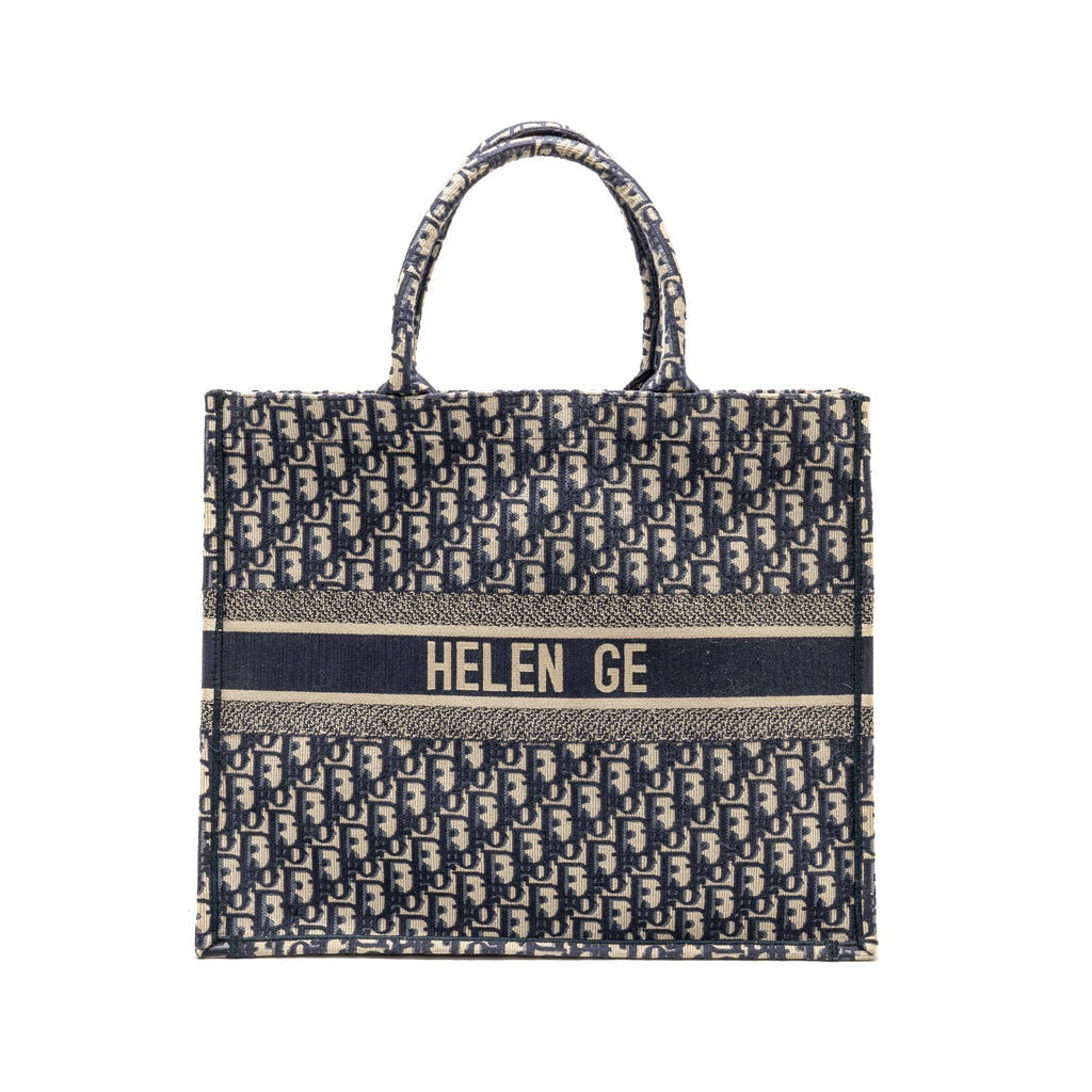 DIOR LARGE BOOK TOTE DIOR OBLIQUE CANVAS BLUE