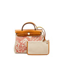 HERMES HERBAG ZIP 31 PEGASE POP CANVAS/HUNTER CAPUCINE/ECRU-BEIGE/NATURE SHW