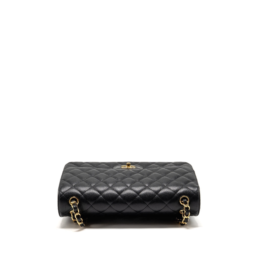 CHANEL JUMBO CLASSIC DOUBLE FLAP BAG CAVIAR BLACK GHW (MICROCHIP)