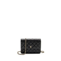 CHANEL SQUARE WALLET ON CHAIN CAVIAR BLACK LGHW (MICROCHIP)