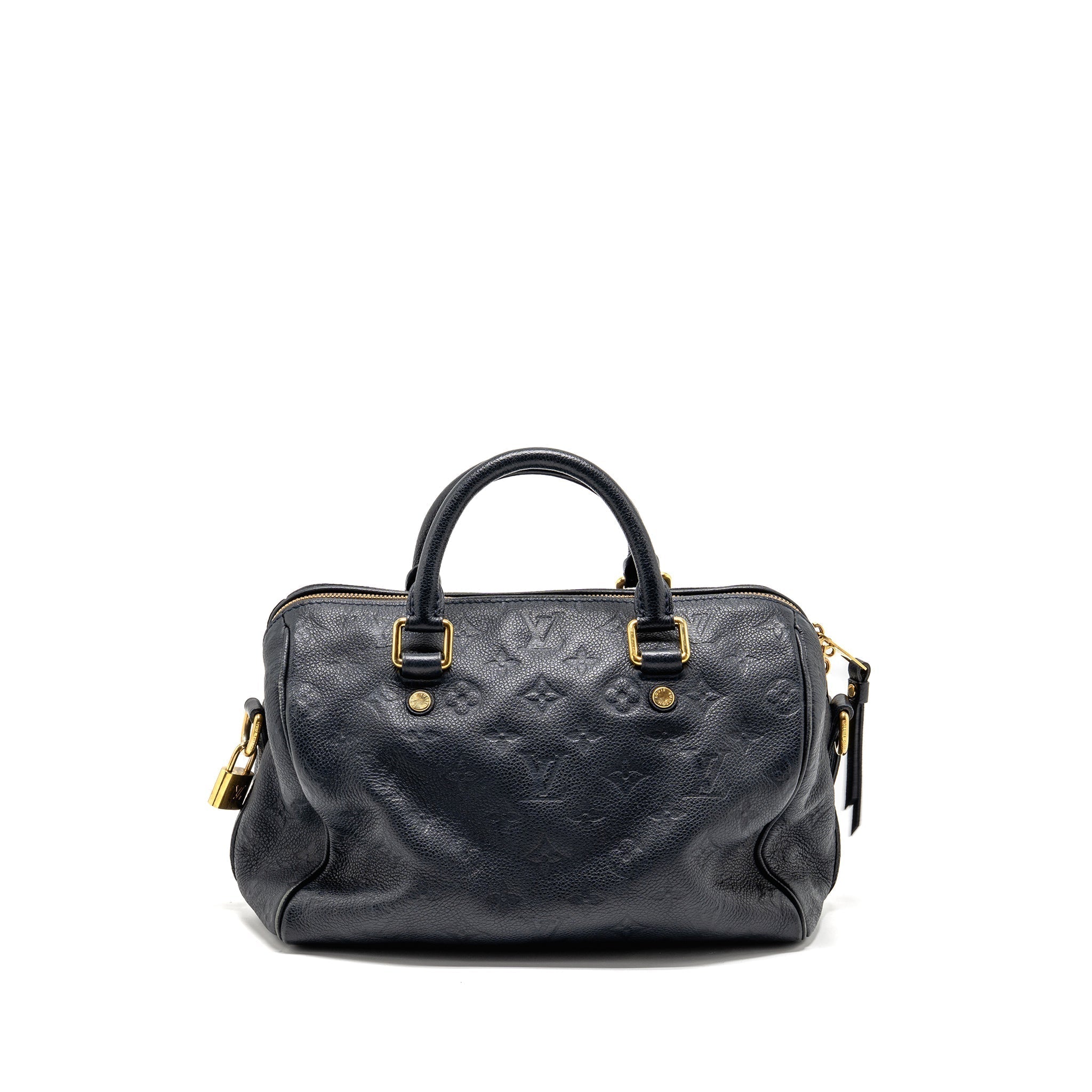 LOUIS VUITTON SPEEDY BANDOULIERE 25 MONOGRAM EMPREINTE LEATHER NAVY GHW