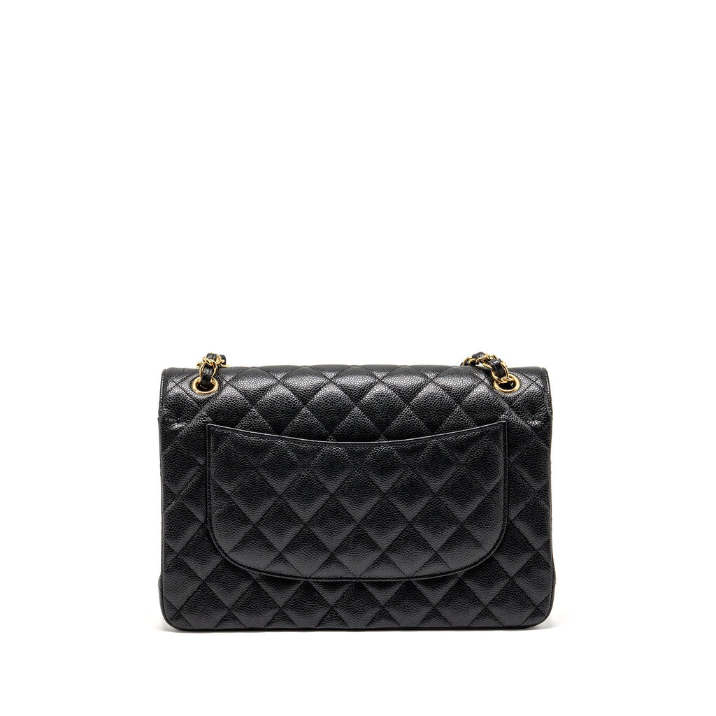 CHANEL JUMBO CLASSIC DOUBLE FLAP BAG CAVIAR BLACK GHW (MICROCHIP)
