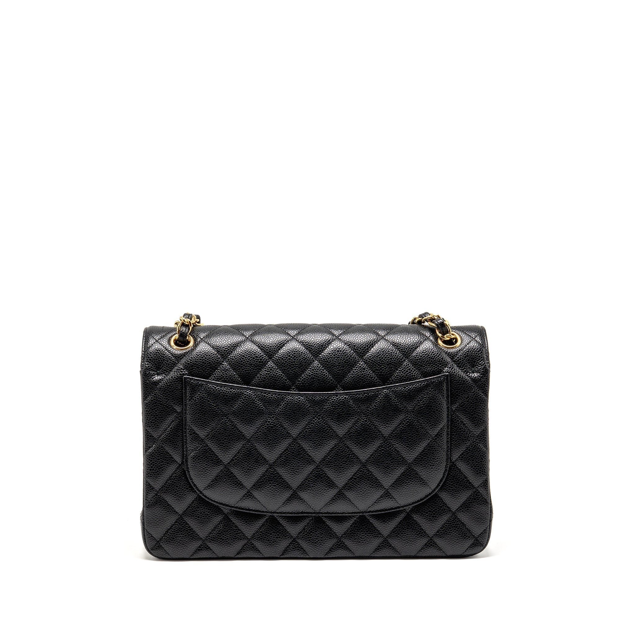 CHANEL JUMBO CLASSIC DOUBLE FLAP BAG CAVIAR BLACK GHW (MICROCHIP)
