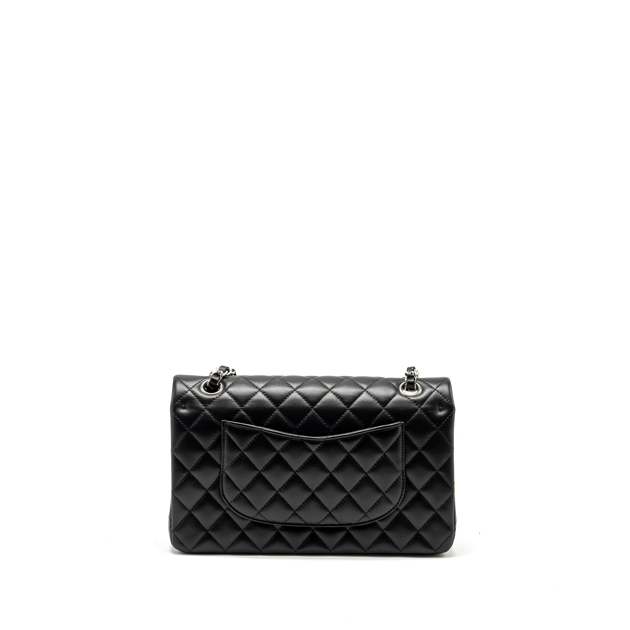 CHANEL MEDIUM CLASSIC DOUBLE FLAP BAG LAMBSKIN BLACK SHW (MICROCHIP)