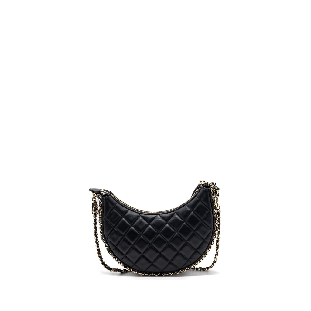 CHANEL SMALL MOON HOBO BAG LAMBSKIN BLACK LGHW (MICROCHIP)
