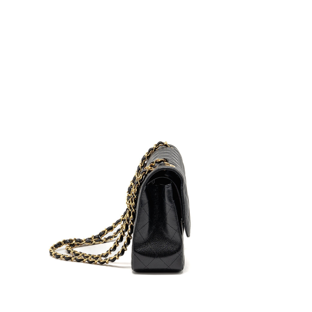 CHANEL JUMBO CLASSIC DOUBLE FLAP BAG CAVIAR BLACK GHW (MICROCHIP)