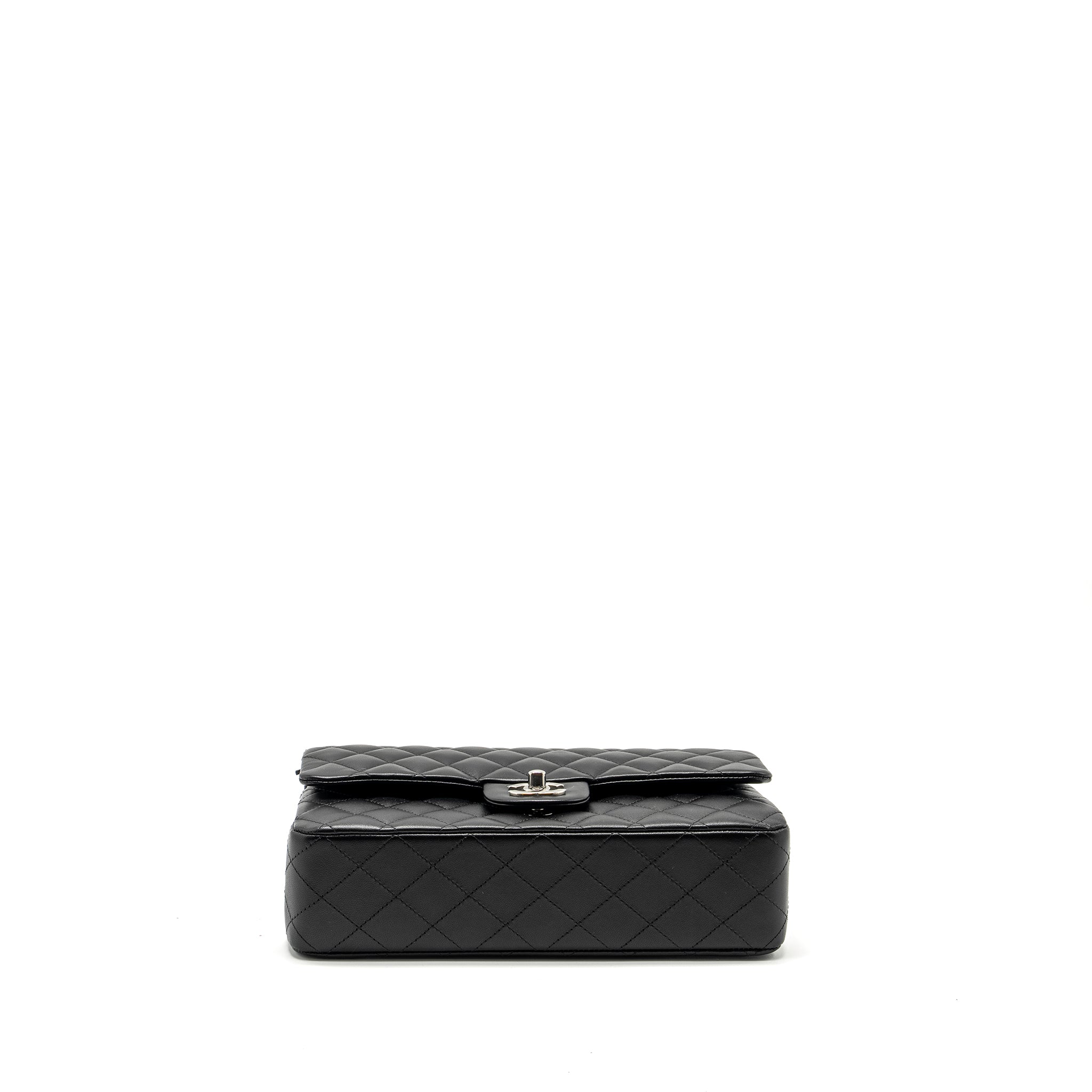 CHANEL MEDIUM CLASSIC DOUBLE FLAP BAG LAMBSKIN BLACK SHW (MICROCHIP)